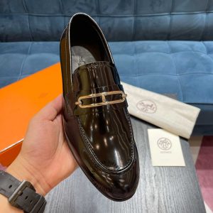 Giày lười Hermes like auth màu nâu da bóng cao cấp - Ảnh 6