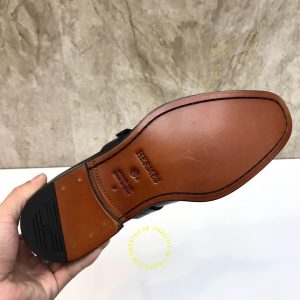 Giày lười Hermes nam màu đen quai ngang cao cấp - Ảnh 9