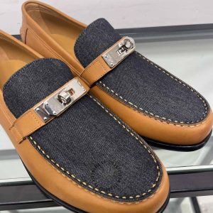 Giày Loafer Hermes nam da bò cải denim sang trọng giá ưu đãi - Ảnh 5