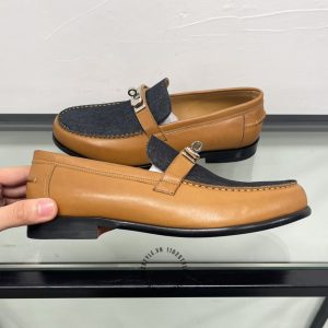 Giày Loafer Hermes nam da bò cải denim sang trọng giá ưu đãi - Ảnh 4