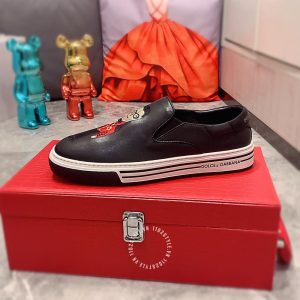 Giày slipon Dolce & Gabbana màu đen họa tiết thêu cao cấp - Ảnh 8