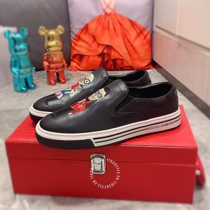 Giày slipon Dolce & Gabbana màu đen họa tiết thêu cao cấp - Ảnh 4