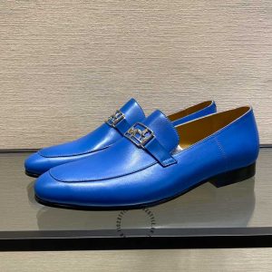 Giày Loafer Hermes nam màu xanh nổi bật phiên bản hàng hiệu - Hình ảnh 3