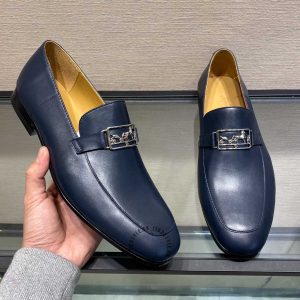 Giày Loafer Hermes nam màu xanh than hàng hiệu giá ưu đãi - Hình ảnh 2