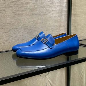 Giày Loafer Hermes nam màu xanh nổi bật phiên bản hàng hiệu - Hình ảnh 5