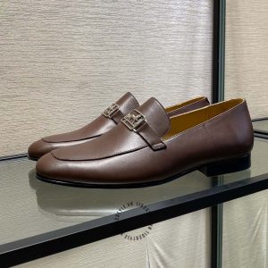Giày Loafer Hermes nam màu nâu da trơn phiên bản hàng hiệu - Hình ảnh 3