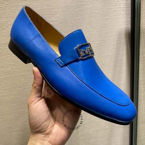Giày Loafer Hermes nam màu xanh nổi bật phiên bản hàng hiệu - Hình ảnh 6
