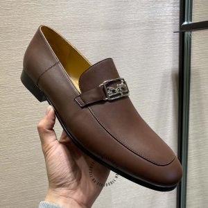 Giày Loafer Hermes nam màu nâu da trơn phiên bản hàng hiệu - Hình ảnh 6