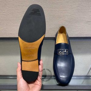 Giày Loafer Hermes nam màu xanh than hàng hiệu giá ưu đãi - Hình ảnh 8
