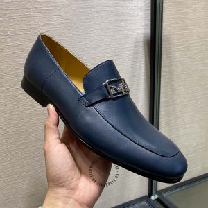 Giày Loafer Hermes nam màu xanh than hàng hiệu giá ưu đãi - Hình ảnh 6