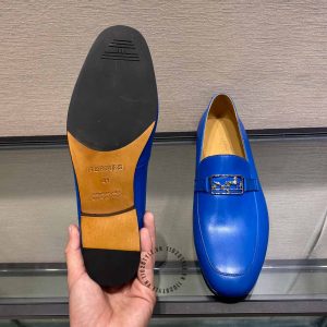Giày Loafer Hermes nam màu xanh nổi bật phiên bản hàng hiệu - Hình ảnh 9