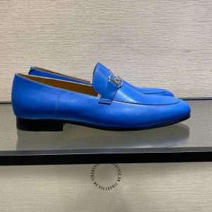 Giày Loafer Hermes nam màu xanh nổi bật phiên bản hàng hiệu - Hình ảnh 4