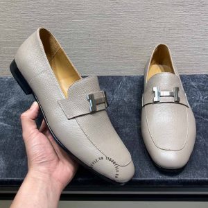 Giày Loafer Hermes nam màu ghi da sần phiên bản cao cấp nhất - Hình ảnh 2