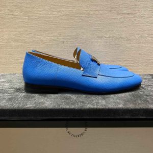 Giày Loafer Hermes nam màu xanh nổi bật phiên bản hàng hiệu - Hình ảnh 5