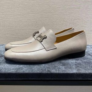 Giày Loafer Hermes nam màu ghi da sần phiên bản cao cấp nhất - Hình ảnh 5
