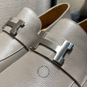Giày Loafer Hermes nam màu ghi da sần phiên bản cao cấp nhất - Hình ảnh 7