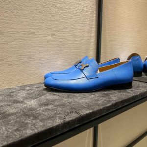 Giày Loafer Hermes nam màu xanh nổi bật phiên bản hàng hiệu - Hình ảnh 4