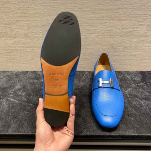 Giày Loafer Hermes nam màu xanh nổi bật phiên bản hàng hiệu - Hình ảnh 9