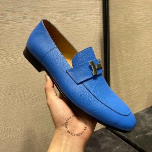 Giày Loafer Hermes nam màu xanh nổi bật phiên bản hàng hiệu - Hình ảnh 7