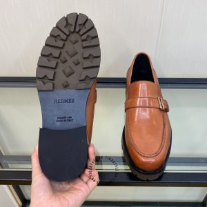 Giày Loafer Hermes nam da trơn màu nâu cao cấp xách tay - Hình ảnh 9