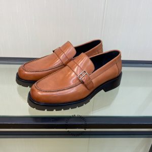 Giày Loafer Hermes nam da trơn màu nâu cao cấp xách tay - Hình ảnh 3