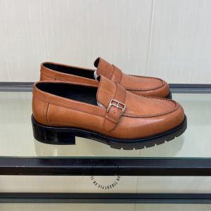 Giày Loafer Hermes nam da trơn màu nâu cao cấp xách tay - Hình ảnh 2