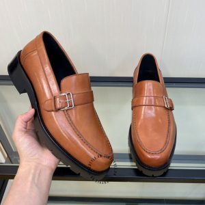 Giày Loafer Hermes nam da trơn màu nâu cao cấp xách tay - Hình ảnh 5