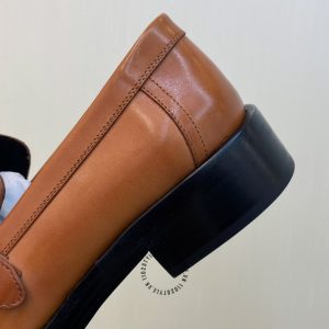 Giày Loafer Hermes nam da trơn màu nâu cao cấp xách tay - Hình ảnh 7