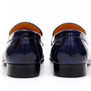 Giày Loafer Hermes nam màu xanh than da bóng hàng hiệu - Ảnh 8