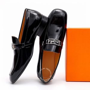 Giày Loafer Hermes nam màu đen da bóng phiên bản hàng hiệu - Hình ảnh 7