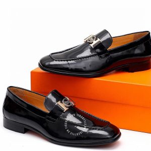 Giày Loafer Hermes nam da bóng logo kim loại hàng hiệu - Ảnh 4