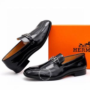 Giày Loafer Hermes nam màu đen da bóng phiên bản hàng hiệu - Hình ảnh 5