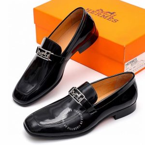 Giày Loafer Hermes nam màu đen da bóng phiên bản hàng hiệu - Hình ảnh 4