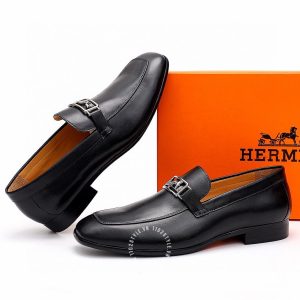 Giày Loafer Hermes nam da trơn màu đen phiên bản hàng hiệu - Hình ảnh 5