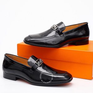 Giày Loafer Hermes nam màu đen da bóng phiên bản hàng hiệu - Hình ảnh 6