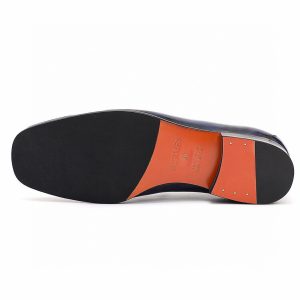 Giày Loafer Hermes nam màu xanh than da bóng hàng hiệu - Ảnh 9