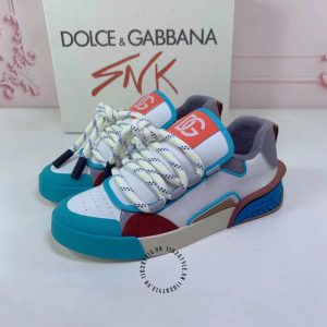 Giày unisex Dolce & Gabbana màu trắng phối xanh cao cấp - Ảnh 4