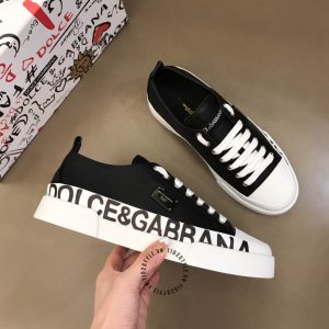Giày thể thao D&G unisex màu trắng phối logo đen cao cấp Luxury - Ảnh 2