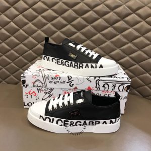 Giày thể thao D&G unisex màu trắng phối logo đen cao cấp Luxury - Ảnh 3