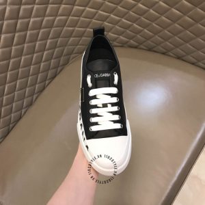Giày thể thao D&G unisex màu trắng phối logo đen cao cấp Luxury - Ảnh 7