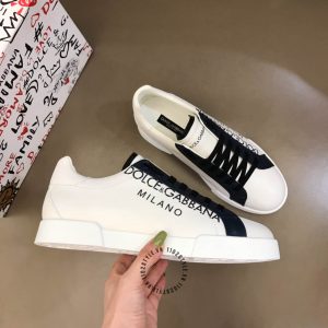 Giày thể thao Dolce & Gabbana màu trắng logo đen hàng hiệu - Ảnh 2