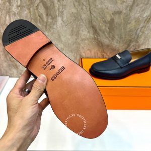 Giày Loafer Hermes nam màu xanh da sần phiên bản hàng hiệu - Hình ảnh 9