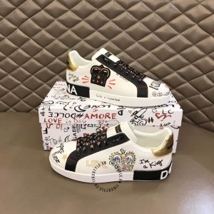 Giày Dolce & Gabbana màu trắng dây phối hoạ tiết hàng hiệu - Ảnh 4