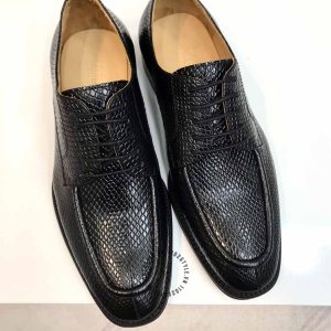 Giày tây nam hàng hiệu Hermes màu đen hoạ tiết da rắn - Hình ảnh 4