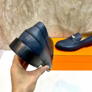Giày Loafer Hermes nam màu xanh da sần phiên bản hàng hiệu - Hình ảnh 8