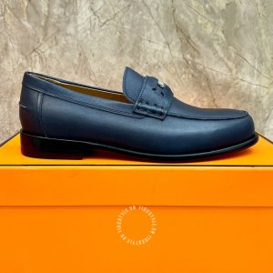 Giày Loafer Hermes nam màu xanh da trơn hàng hiệu giá tốt - Hình ảnh 7