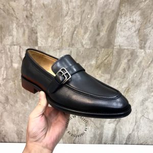Giày lười nam hàng hiệu Hermes màu đen da trơn like auth - Ảnh 8