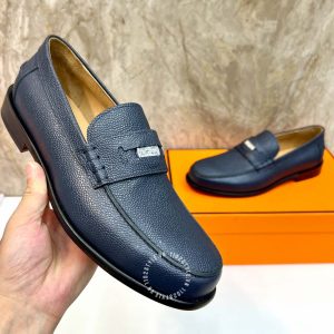 Giày Loafer Hermes nam màu xanh da sần phiên bản hàng hiệu - Hình ảnh 6