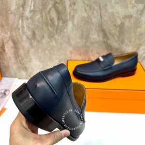 Giày Loafer Hermes nam màu xanh da trơn hàng hiệu giá tốt - Hình ảnh 8