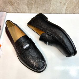 Giày Loafer Hermes nam màu đen da sần phiên bản hàng hiệu - Hình ảnh 5
